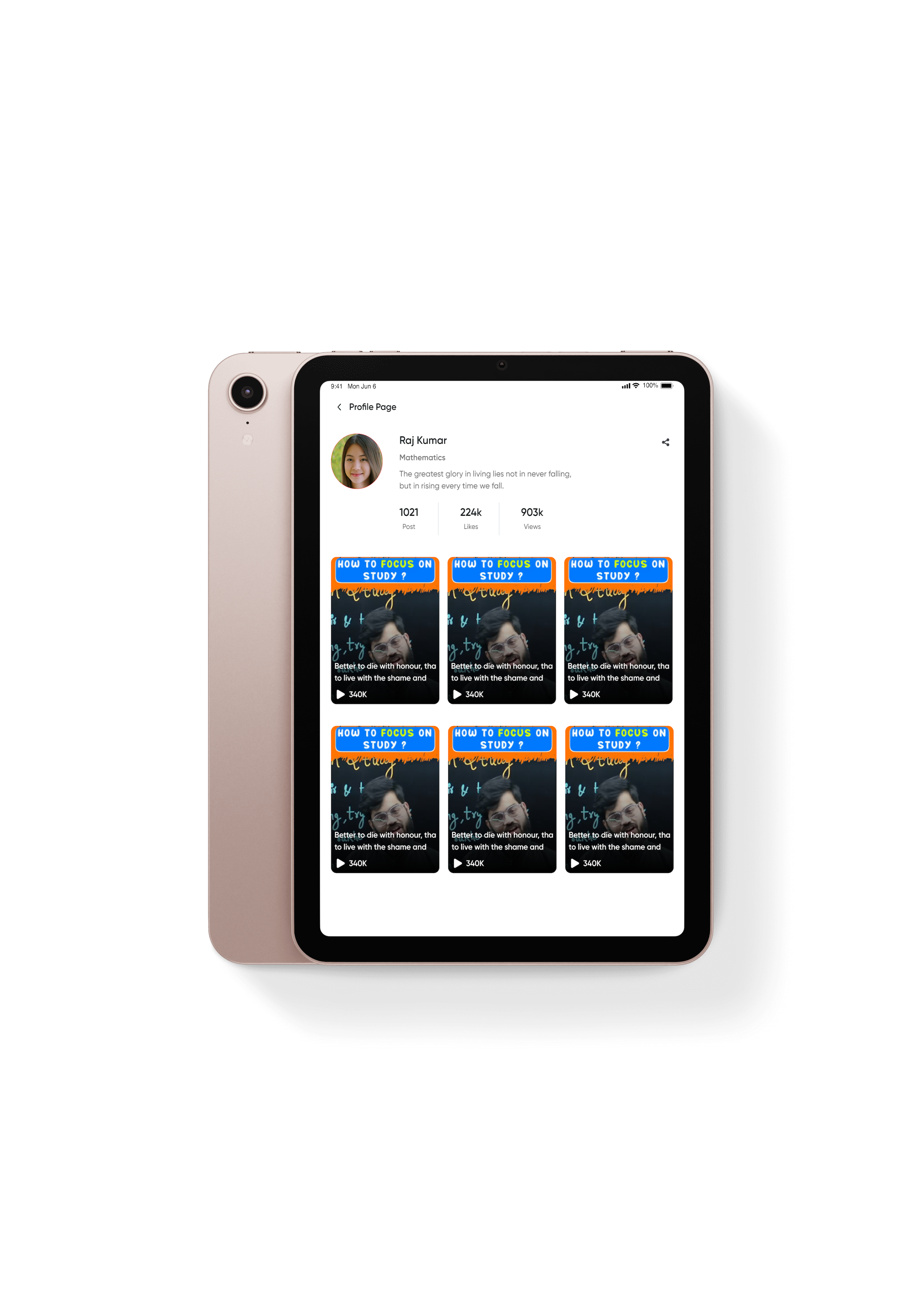 PW Quick Learning — phone mockup showing share options